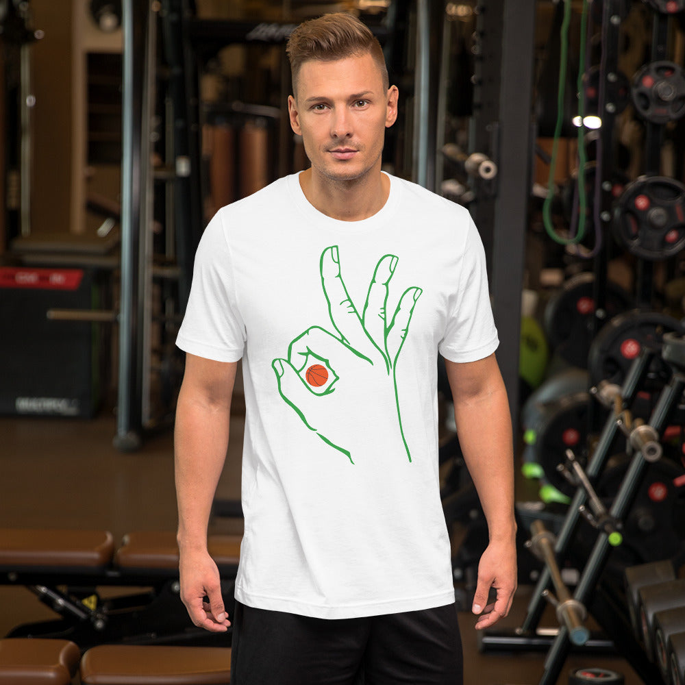 Green Basketball: White Short-Sleeve Unisex T-Shirt