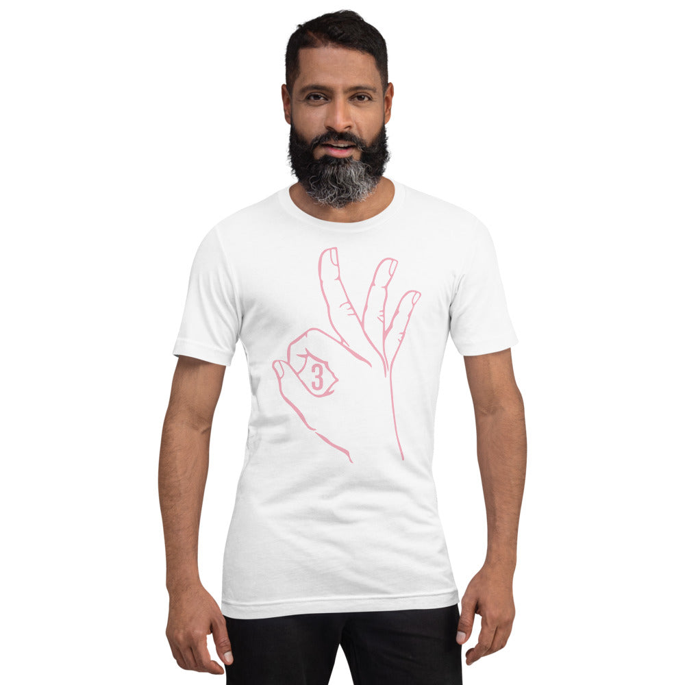 Pink Three: White Short-Sleeve Unisex T-Shirt