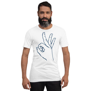 Navy blue Three: White Short-Sleeve Unisex T-Shirt