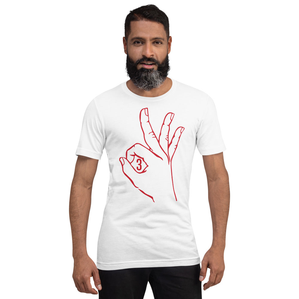 Red Three: White Short-Sleeve Unisex T-Shirt