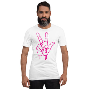 Hot Pink Three: White Short-Sleeve Unisex T-Shirt