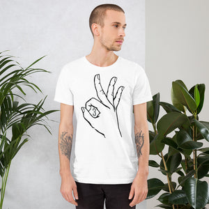 Black & Charcoal Three: White Short-Sleeve Unisex T-Shirt