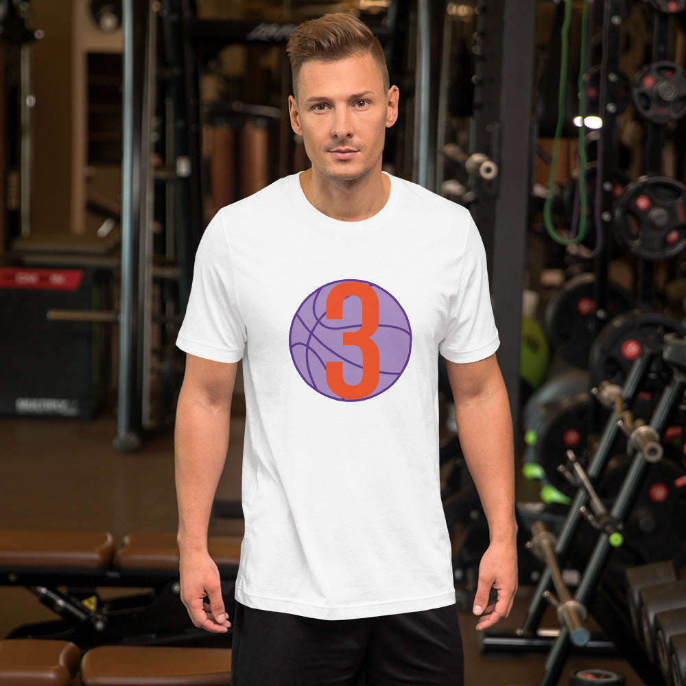 Purple & Orange 3 Ball Logo: White Short-Sleeve Unisex T-Shirt