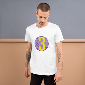 Purple & Gold 3 Ball Logo: White Short-Sleeve Unisex T-Shirt