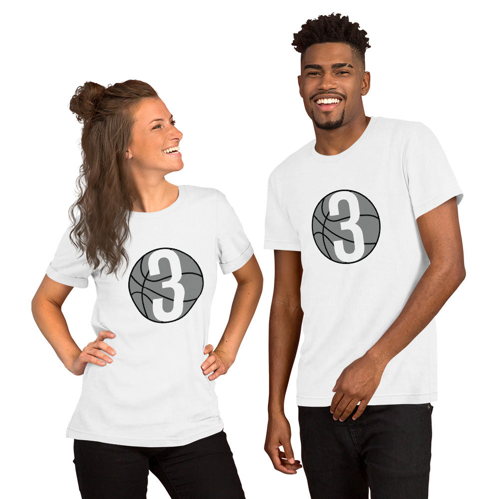 Black & white 3 Ball Logo: White Short-Sleeve Unisex T-Shirt