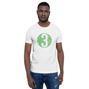 Green & White 3 Ball Logo: White Short-Sleeve Unisex T-Shirt