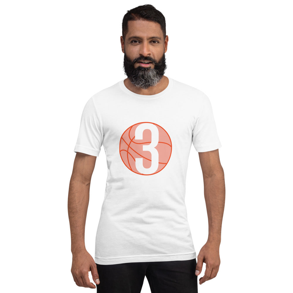 Orange & white 3 Ball Logo: White Short-Sleeve Unisex T-Shirt