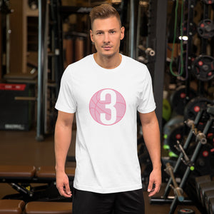 Pink 3 Ball Logo: White Short-Sleeve Unisex T-Shirt