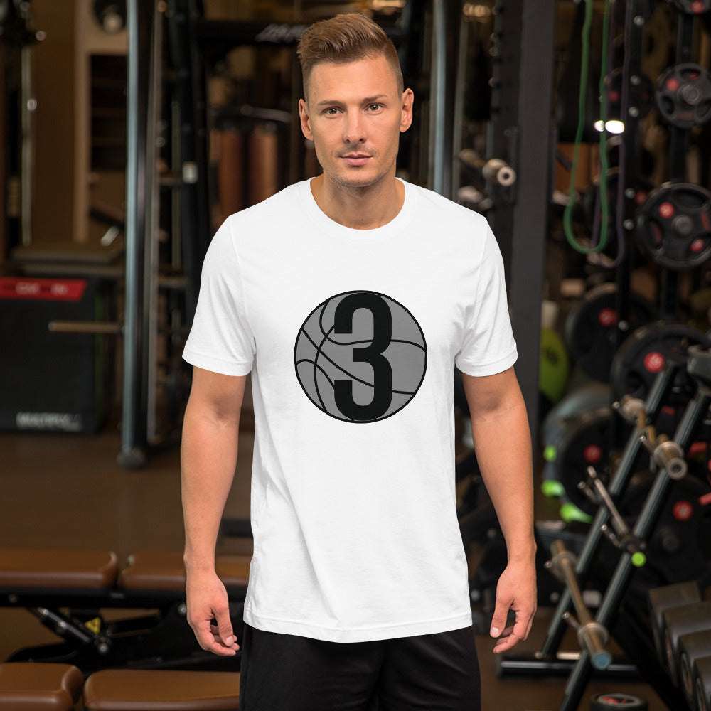 Black & gray 3 Ball Logo: White Short-Sleeve Unisex T-Shirt