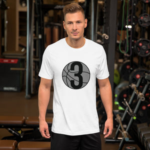 Black & gray 3 Ball Logo: White Short-Sleeve Unisex T-Shirt