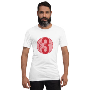 Red 3 Ball Logo: White Short-Sleeve Unisex T-Shirt