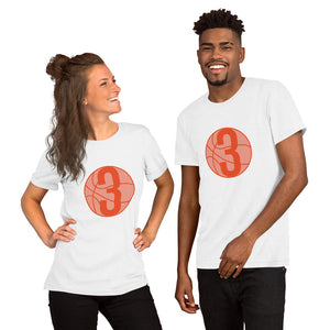 Orange 3 Ball Logo: White Short-Sleeve Unisex T-Shirt