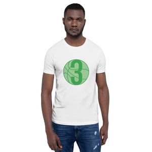 Green 3 Ball Logo: White Short-Sleeve Unisex T-Shirt