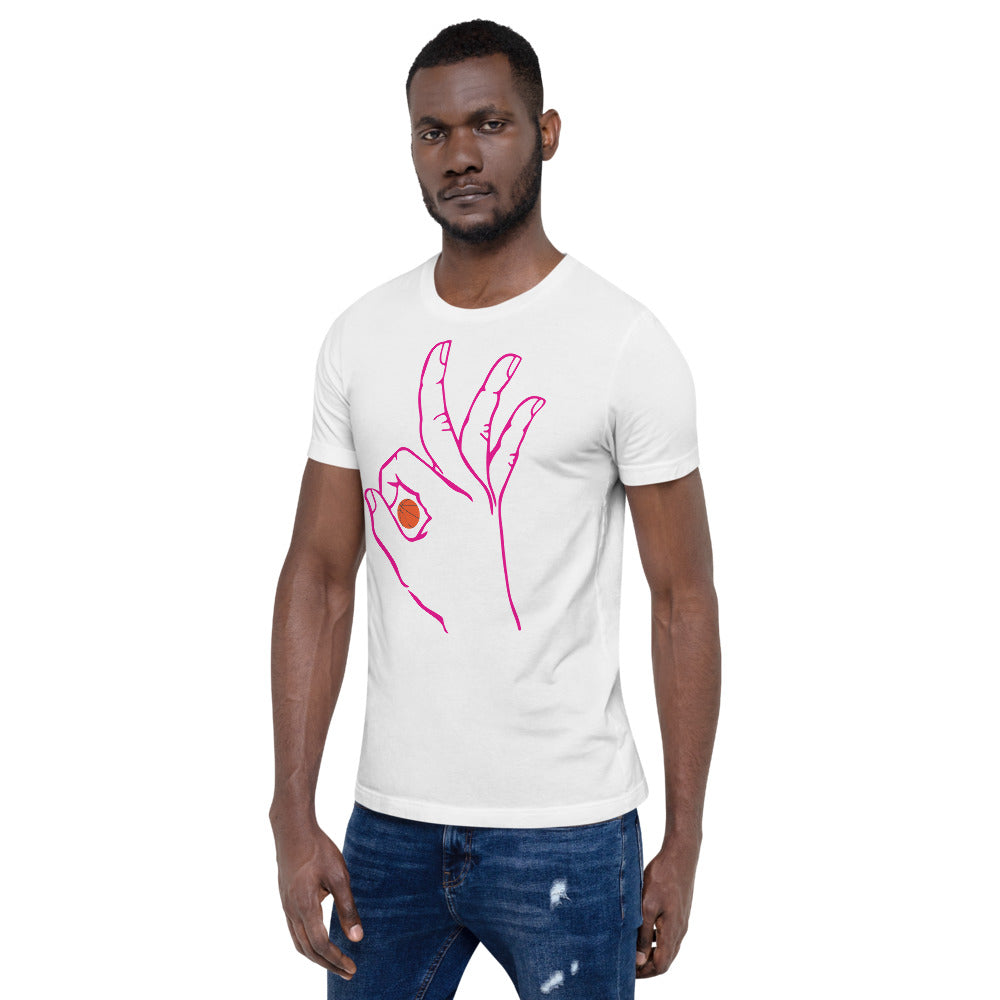 Hot Pink Basketball: White Short-Sleeve Unisex T-Shirt