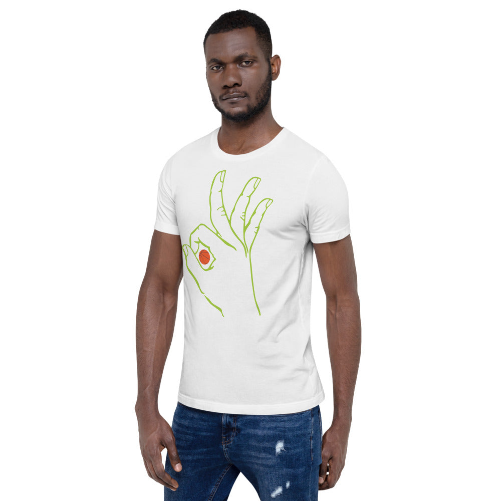 Vibrant Lime Basketball: White Short-Sleeve Unisex T-Shirt