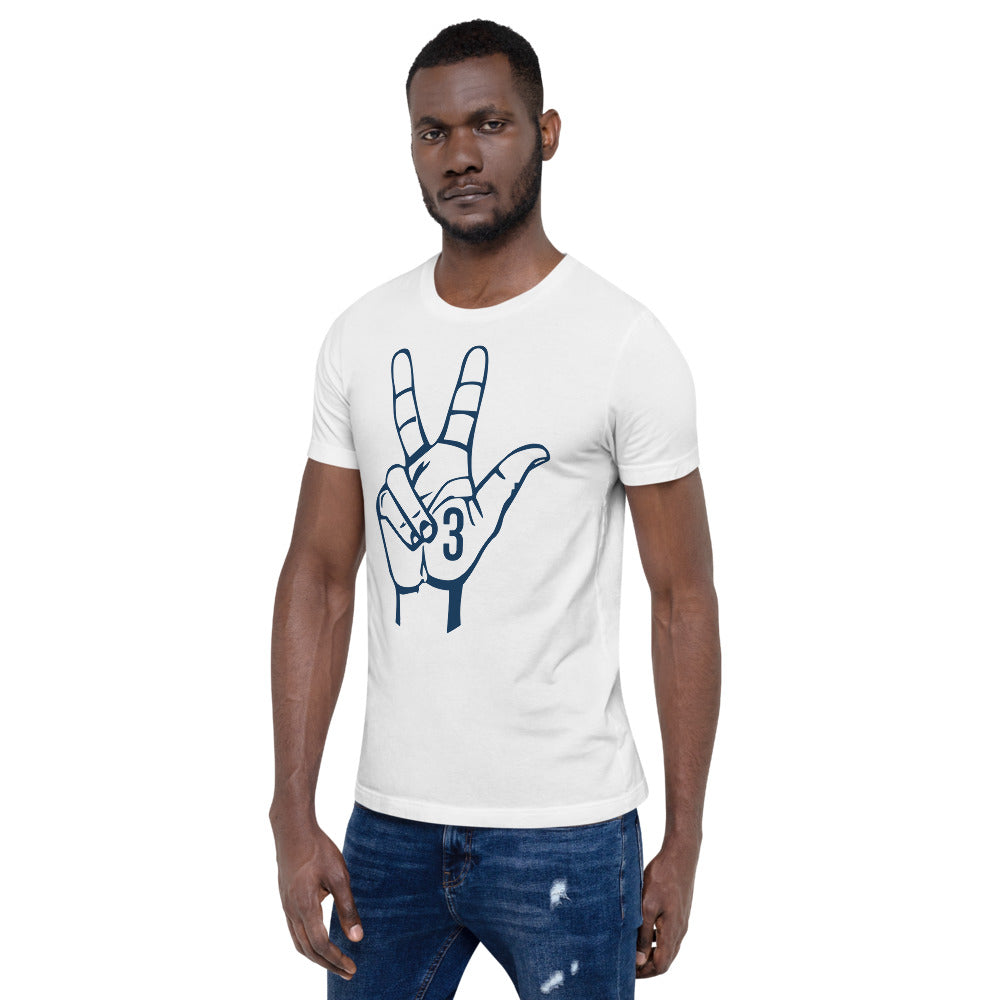 Navy blue Three: White Short-Sleeve Unisex T-Shirt