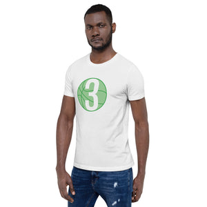 Green & White 3 Ball Logo: White Short-Sleeve Unisex T-Shirt