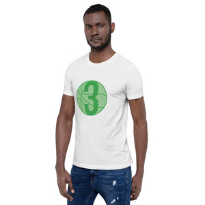 Green 3 Ball Logo: White Short-Sleeve Unisex T-Shirt