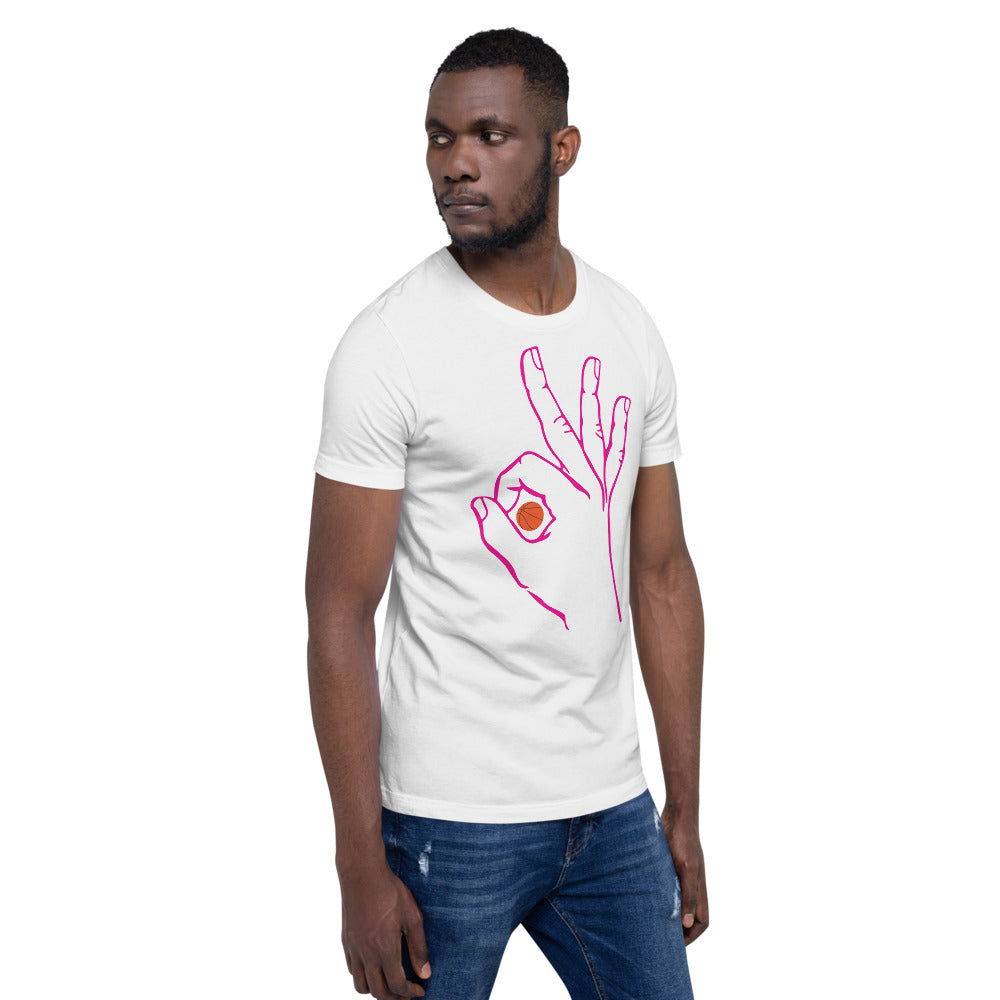 Hot Pink Basketball: White Short-Sleeve Unisex T-Shirt