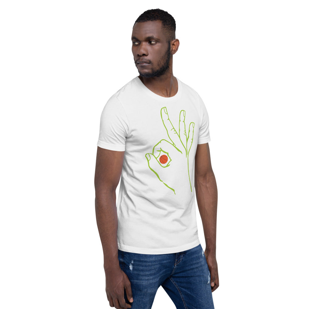 Vibrant Lime Basketball: White Short-Sleeve Unisex T-Shirt