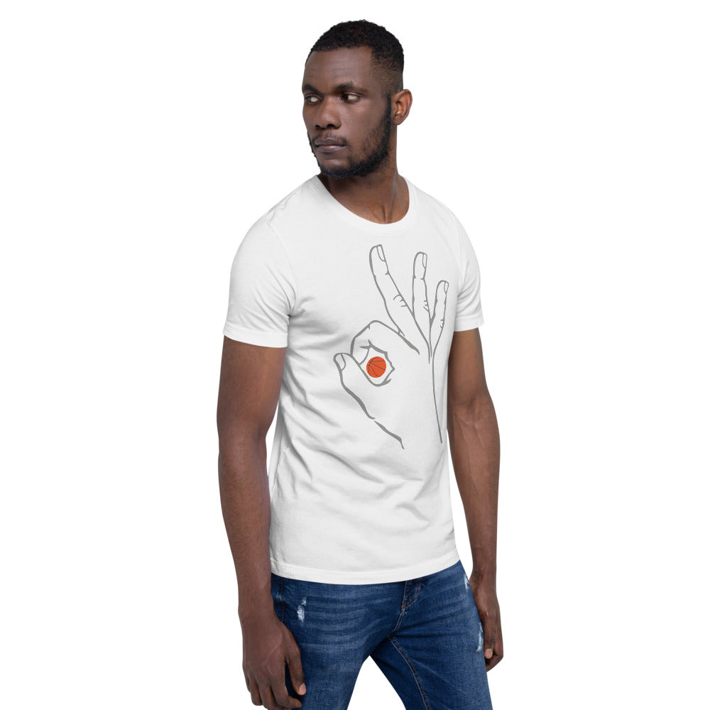 Charcoal Basketball: White Short-Sleeve Unisex T-Shirt