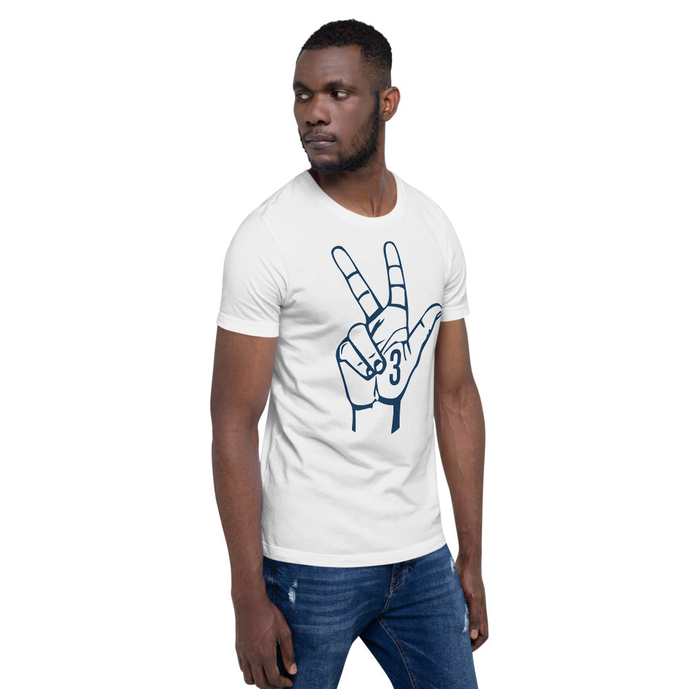 Navy blue Three: White Short-Sleeve Unisex T-Shirt