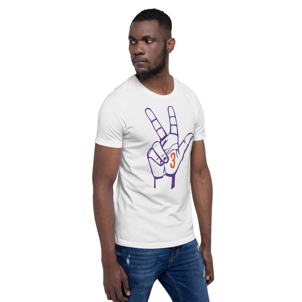 Purple & Orange Three: White Short-Sleeve Unisex T-Shirt