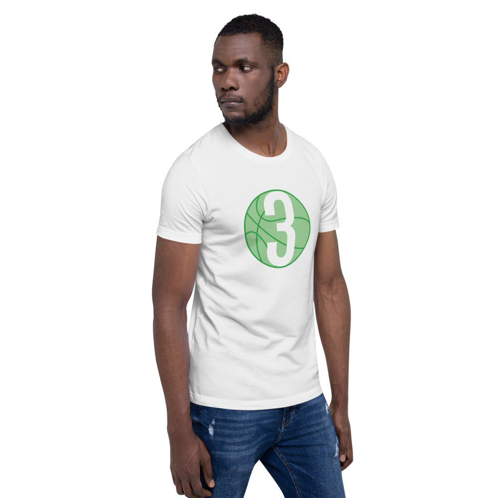 Green & White 3 Ball Logo: White Short-Sleeve Unisex T-Shirt