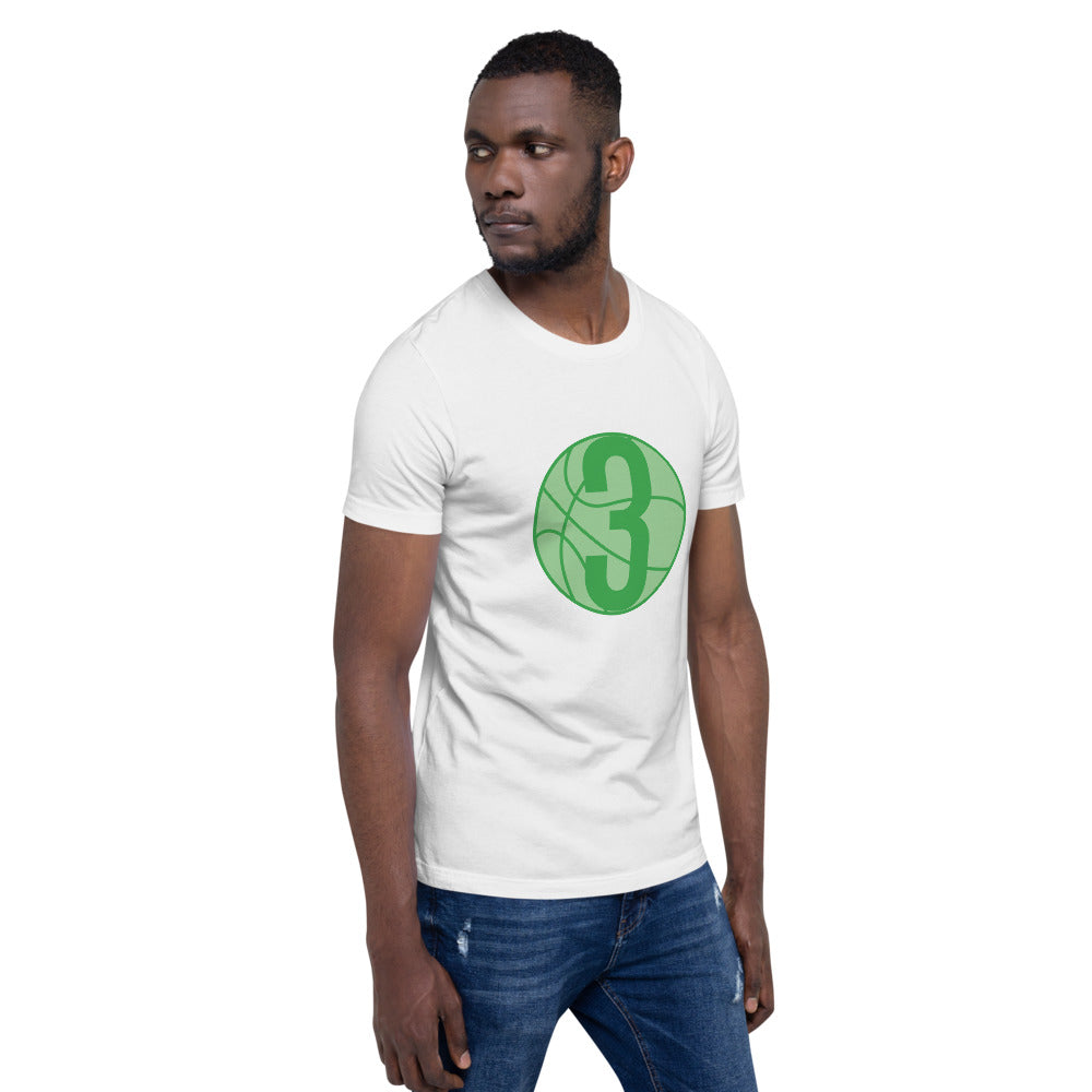 Green 3 Ball Logo: White Short-Sleeve Unisex T-Shirt