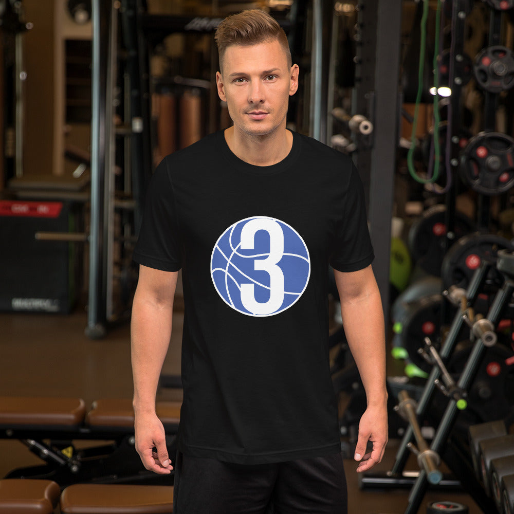 Royal Blue & White Three: Black Short-Sleeve Unisex T-Shirt