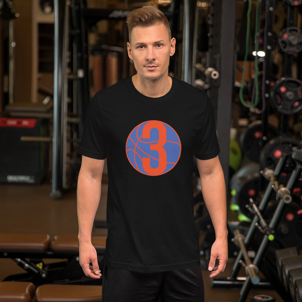 Blue & Orange Three: Black Short-Sleeve Unisex T-Shirt