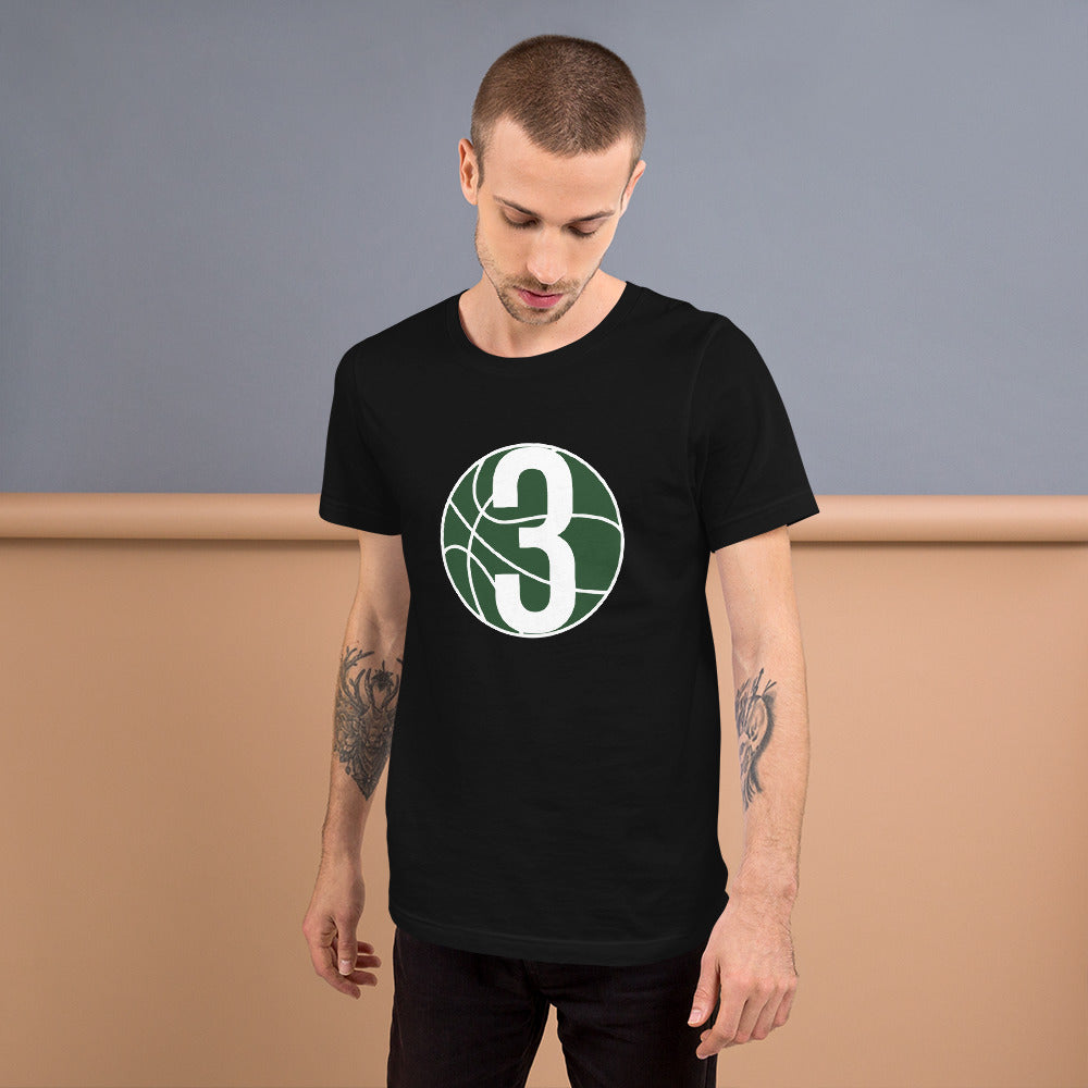 Forest Green & White Three: Black Short-Sleeve Unisex T-Shirt