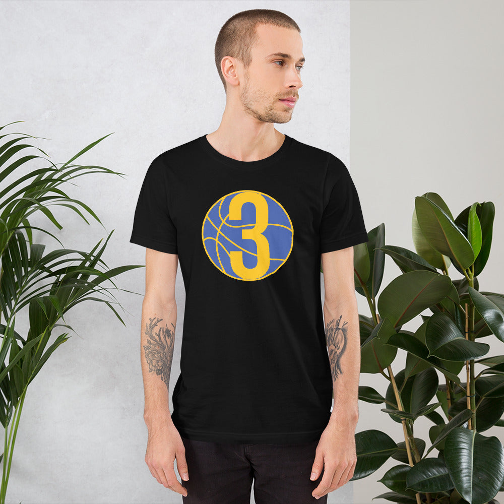 Royal Blue & Gold Three: Black Short-Sleeve Unisex T-Shirt