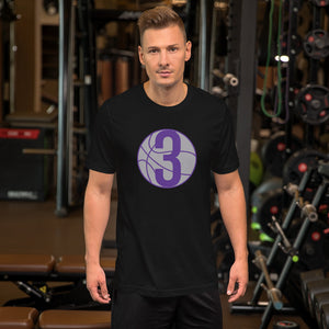 Grey & Purple Three: Black Short-Sleeve Unisex T-Shirt