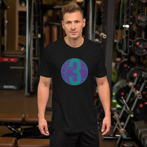 Purple & Teal Three: Black Short-Sleeve Unisex T-Shirt