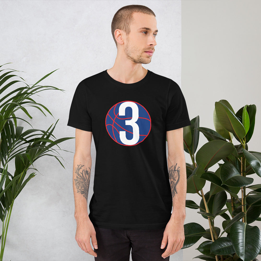 Navy Blue & Red Three: Black Short-Sleeve Unisex T-Shirt