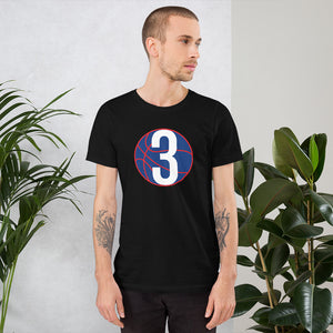 Navy Blue & Red Three: Black Short-Sleeve Unisex T-Shirt