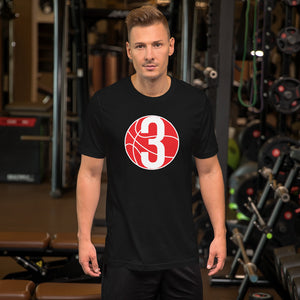 Red & White Three: Black Short-Sleeve Unisex T-Shirt