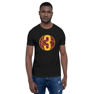 Burgundy & Gold Three: Black Short-Sleeve Unisex T-Shirt