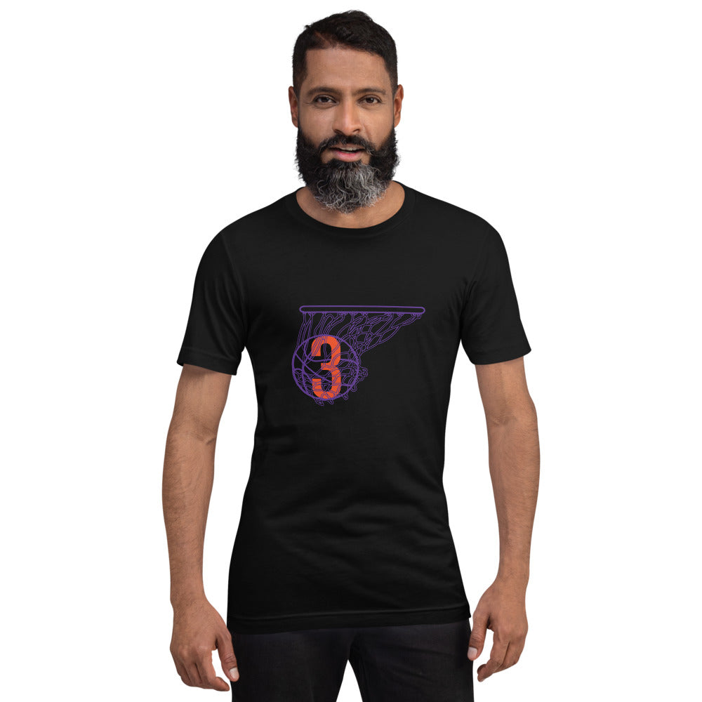 Purple & Orange Splash: Black Short-sleeve unisex t-shirt