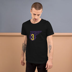 Purple & Gold Splash: Black Short-sleeve unisex t-shirt