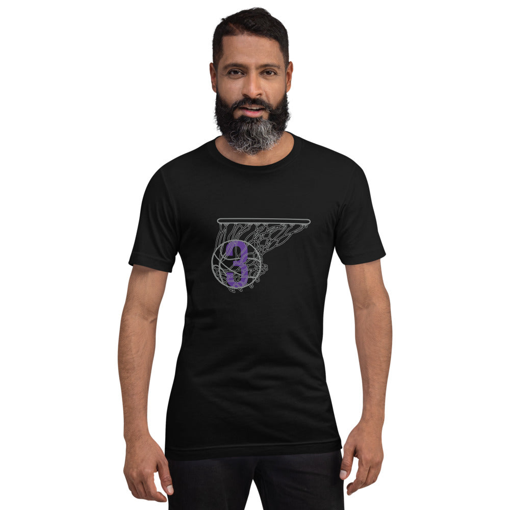 Grey & Purple Splash: Black Short-sleeve unisex t-shirt