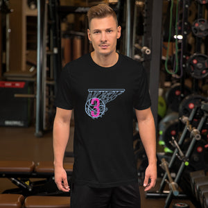 Hot Pink & Blue Splash: Black Short-sleeve unisex t-shirt