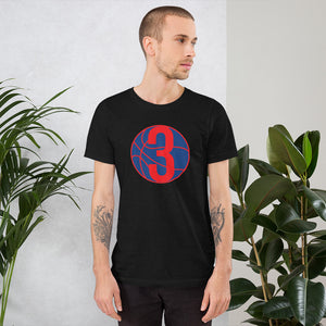 Navy Blue & Red Three: Black Short-Sleeve Unisex T-Shirt