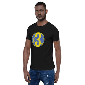 Royal Blue& Yellow: Black Short-Sleeve Unisex T-Shirt