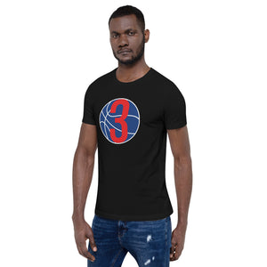 Navy Blue & Red Three: Black Short-Sleeve Unisex T-Shirt