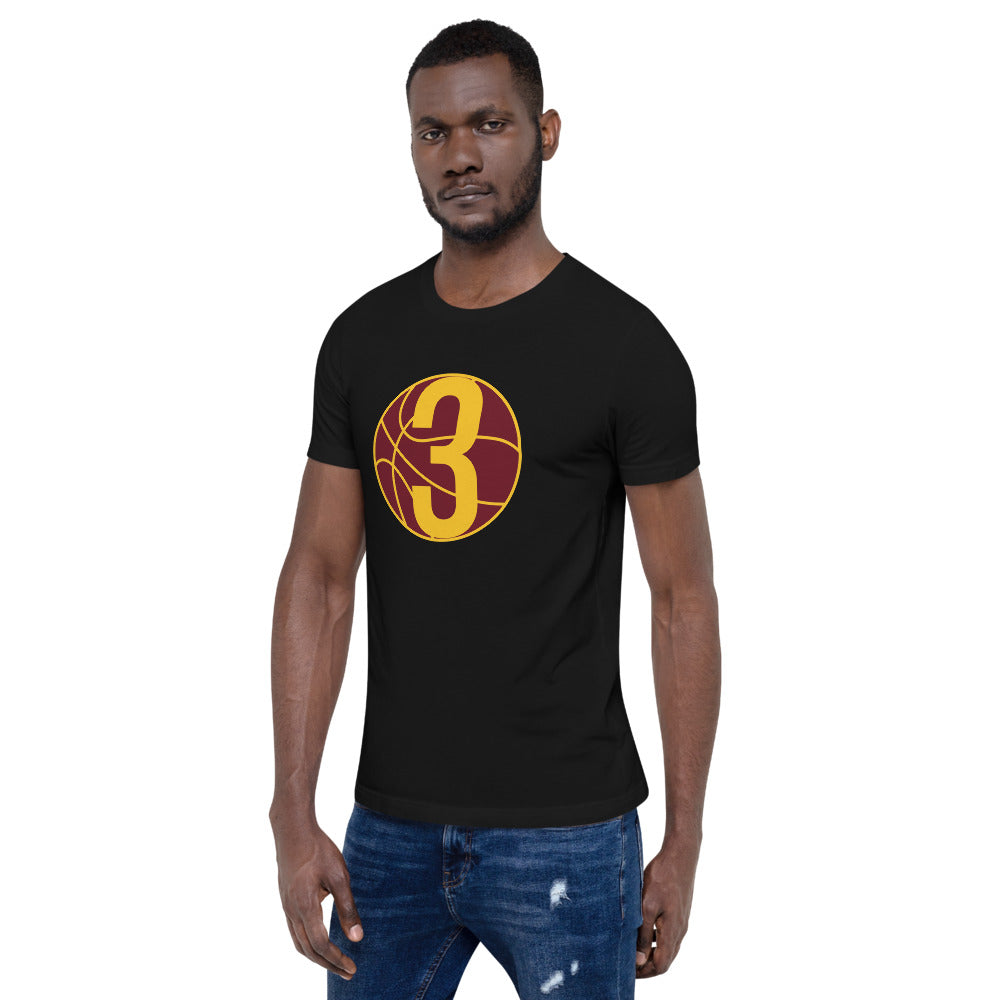 Burgundy & Gold Three: Black Short-Sleeve Unisex T-Shirt