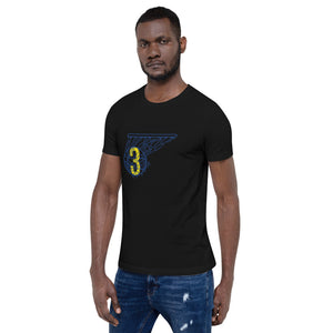 Royal Blue & Yellow Splash: Black Short-sleeve unisex t-shirt