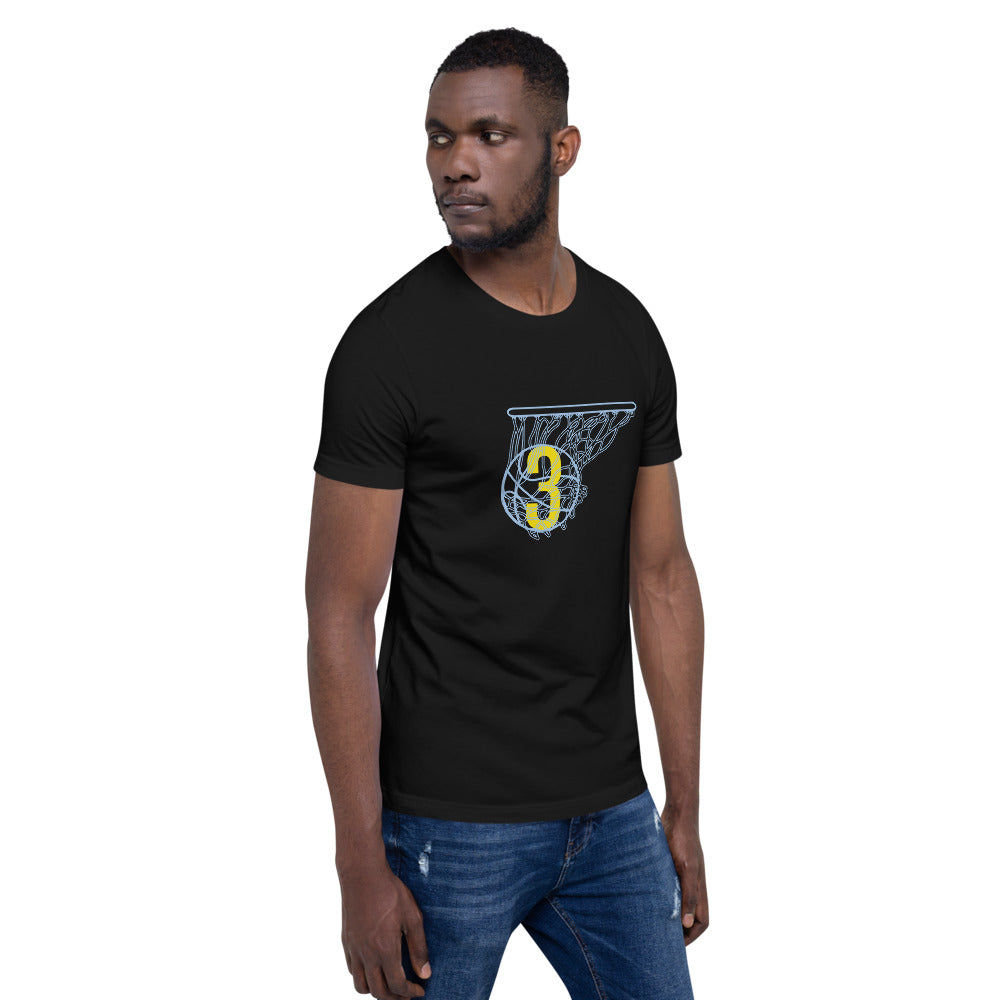 Blue & Yellow Splash: Black Short-sleeve unisex t-shirt