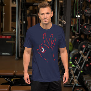 Red & White Three: Navy Blue Short-Sleeve Unisex T-Shirt